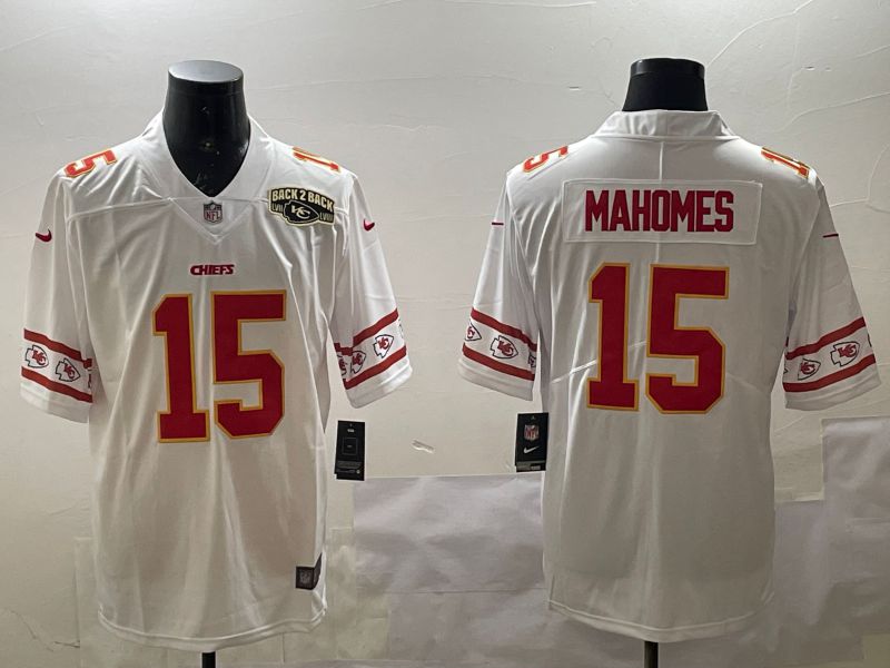 Men Kansas City Chiefs 15 Mahomes White 2025 Nike Vapor Limited NFL Jersey style 15